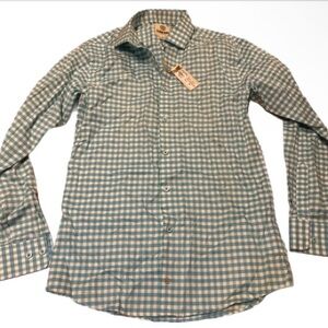 Men's Medium Blue Checkered Button Down Shirt NWT